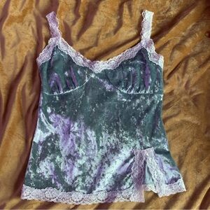 Pastel / Baby Blue Velvet Coquette Top